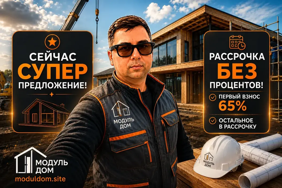 Рассрочка без процентов: первый взнос 65%, остальное в рассрочку — МодульДом